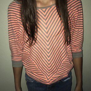 Orange striped 3/4 sleeve shirt